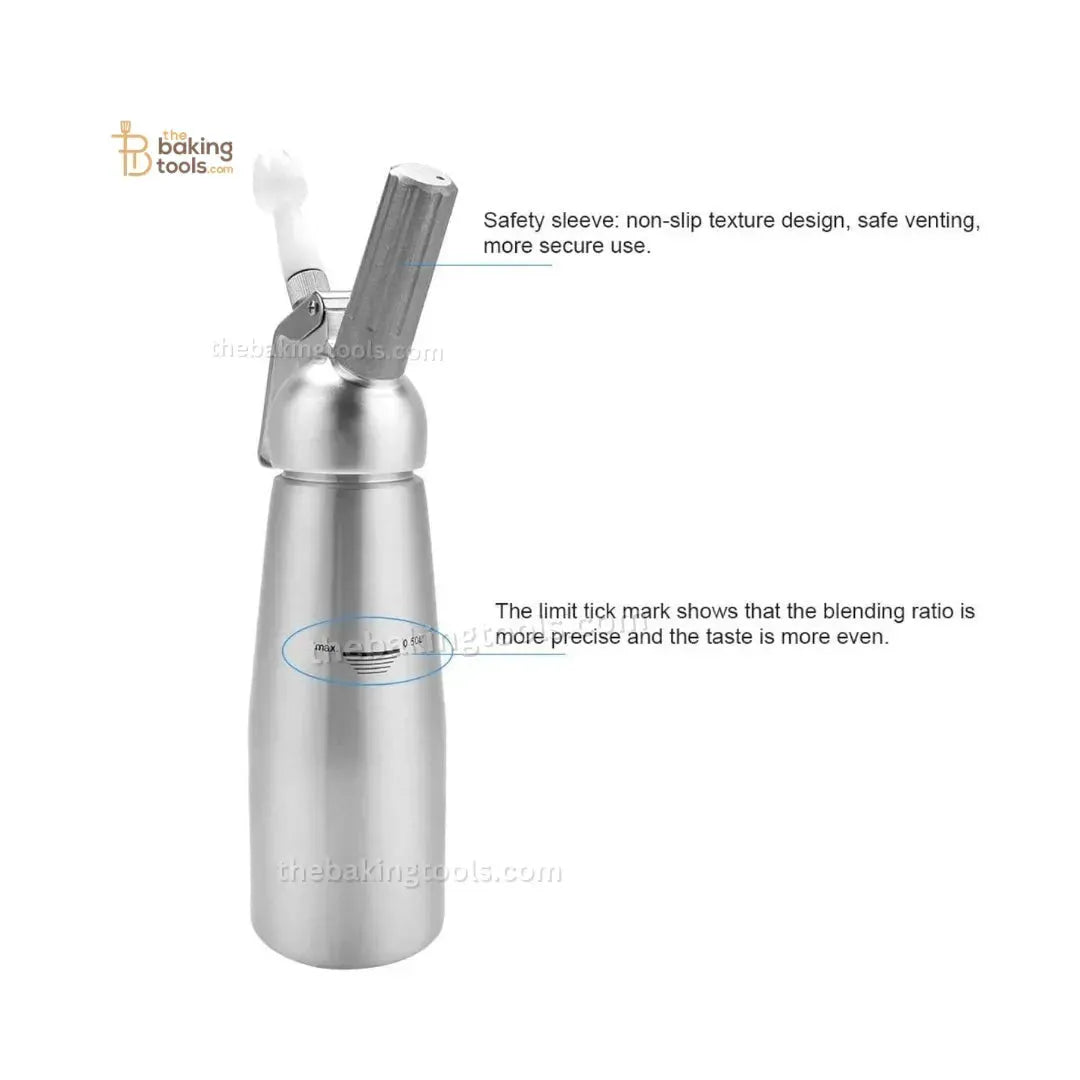 500ml Cream Whipper with Three Nozzles | Whipped Cream Dispenser - thebakingtools.com