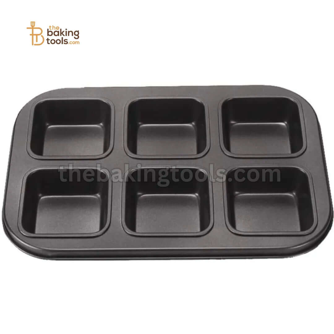 6 Cavity Brownie Muffin Square Mould Tray - thebakingtools.com