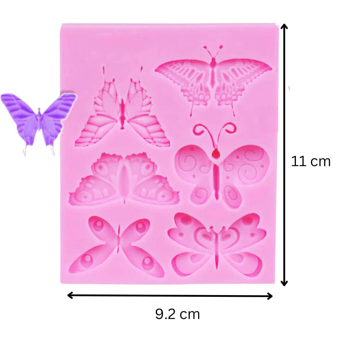 6 Cavity Different Butterfly Shapes Silicone Fondant Gum Paste Mould - thebakingtools.com