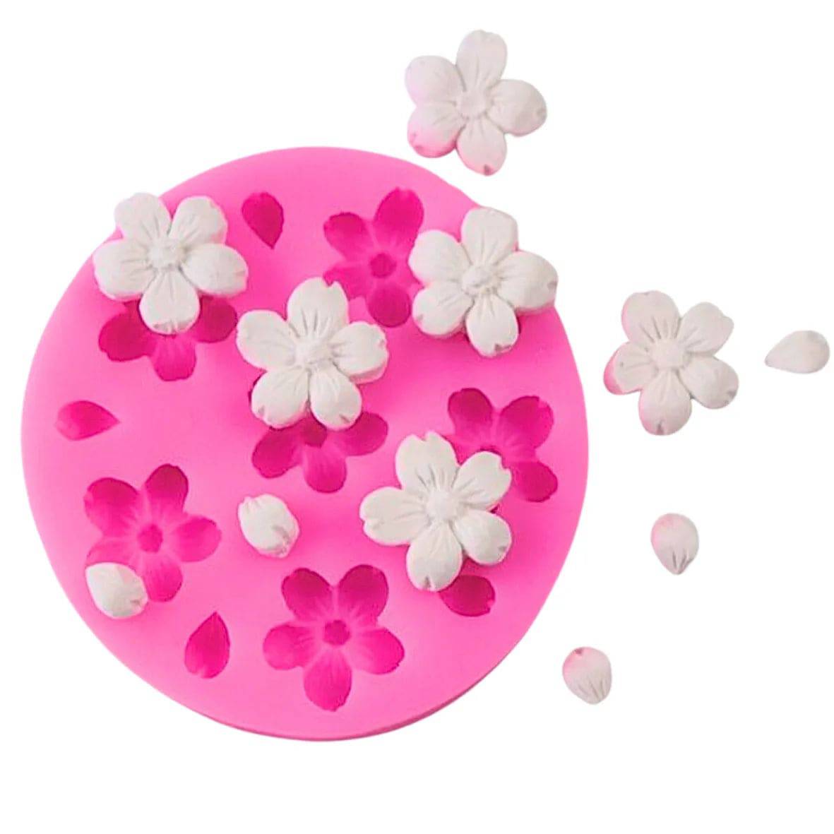 6 Cavity Flower And Petals Silicone Fondant Gum Paste Mould - thebakingtools.com