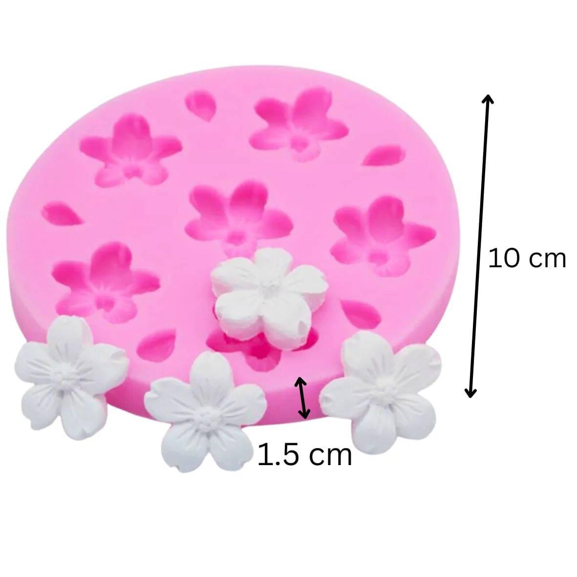 6 Cavity Flower And Petals Silicone Fondant Gum Paste Mould - thebakingtools.com