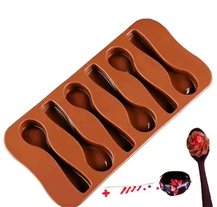 6 Holes Cavity Spoons Silicon Chocolate Mould - thebakingtools.com