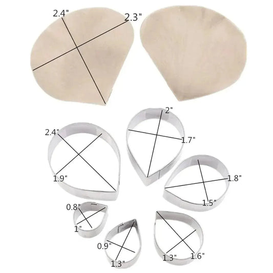 6 Pcs Austin Rose Petals Fondant Biscuit Cookie Plunger Cutter - thebakingtools.com