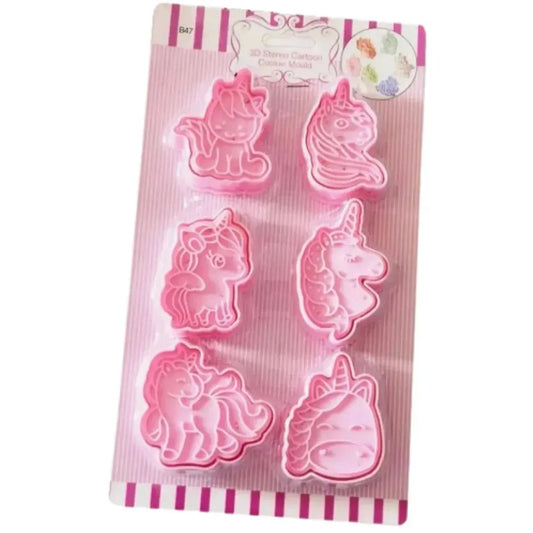 6 PCs Unicorn Shapes Cookie Biscuit Cutter Fondant And Clay Cutter Stencil - thebakingtools.com