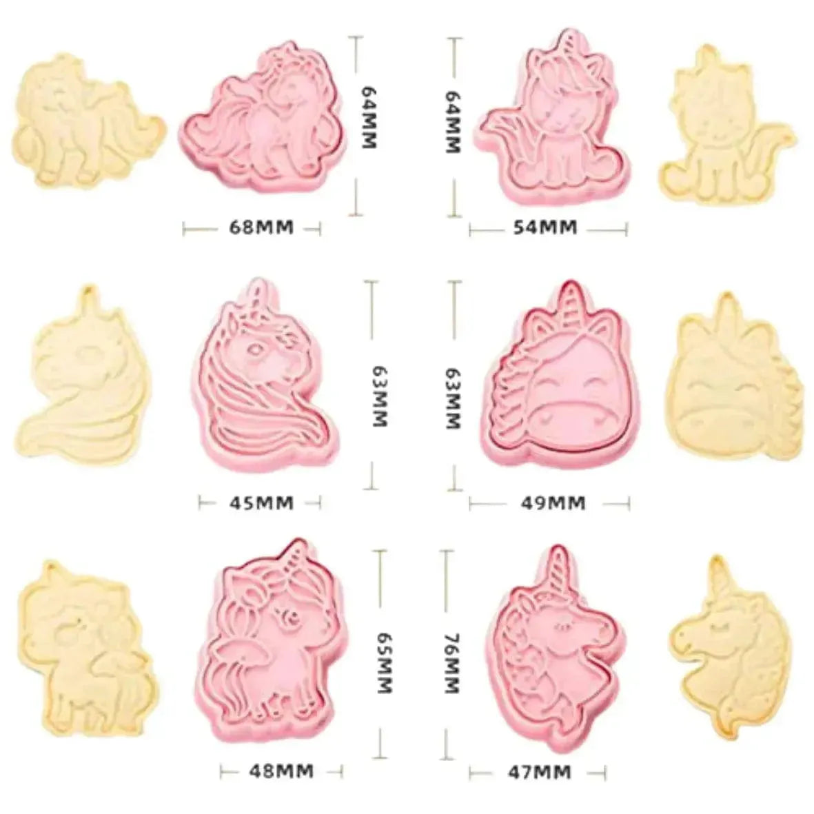 6 PCs Unicorn Shapes Cookie Biscuit Cutter Fondant And Clay Cutter Stencil - thebakingtools.com