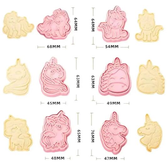 6 PCs Unicorn Shapes Cookie Biscuit Cutter Fondant And Clay Cutter Stencil - thebakingtools.com