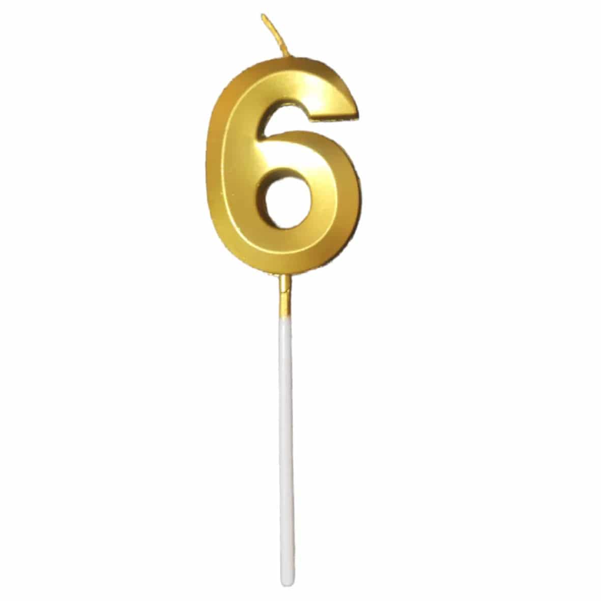 6 Six Golden Number Candle - thebakingtools.com