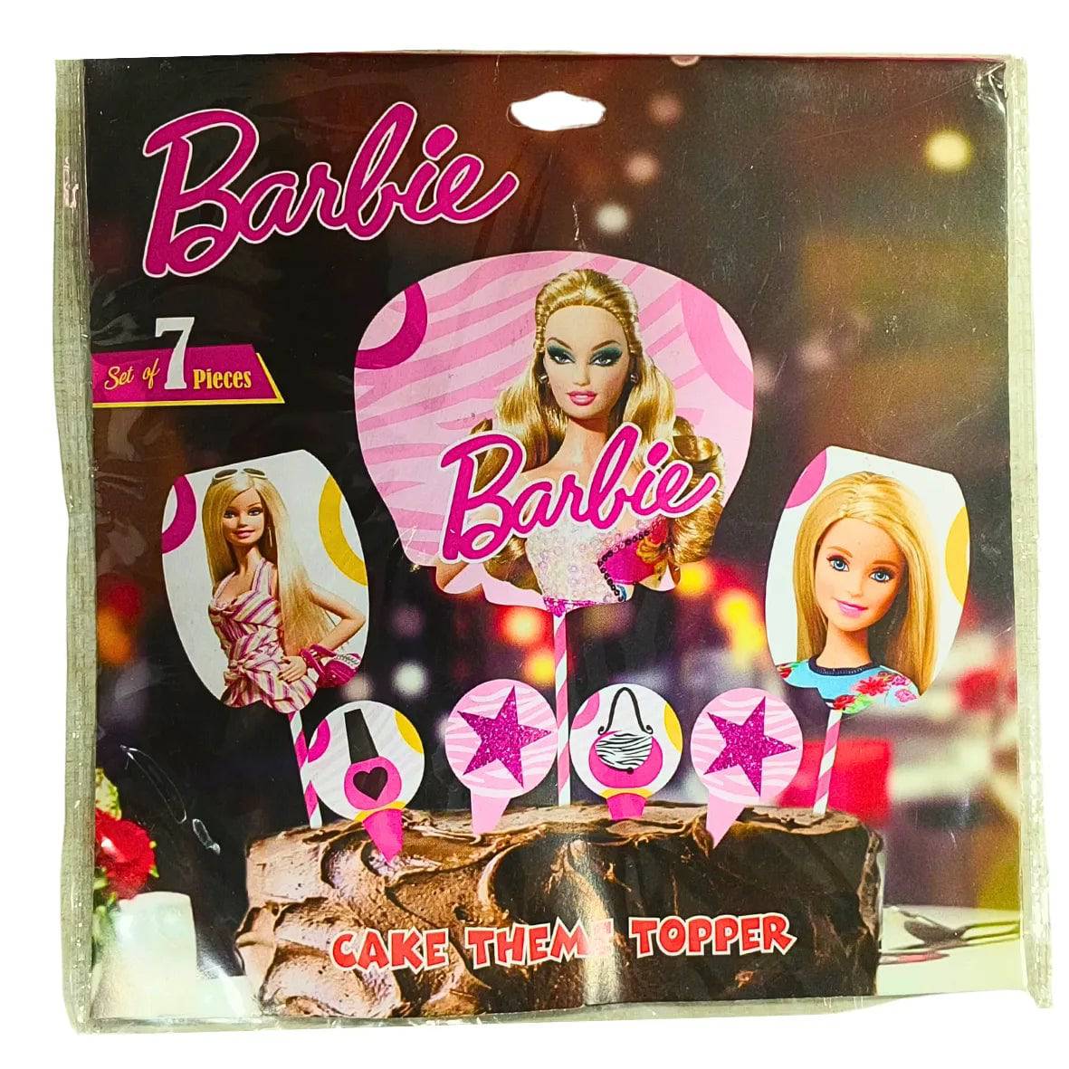 7 pcs Barbie Themed Signative Paper Cake Topper - thebakingtools.com