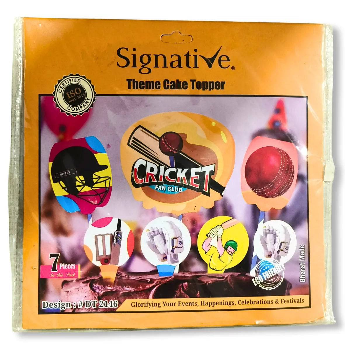 7 pcs Cricket Themed Signative Paper Cake Topper - thebakingtools.com