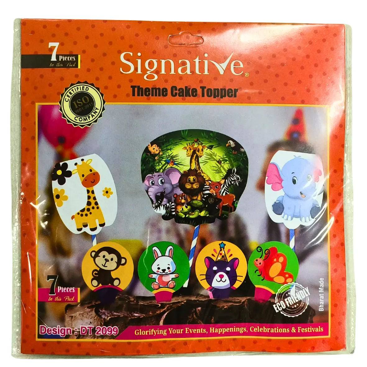 7 pcs Jungle Forest Animal Themed Signative Paper Cake Topper - thebakingtools.com