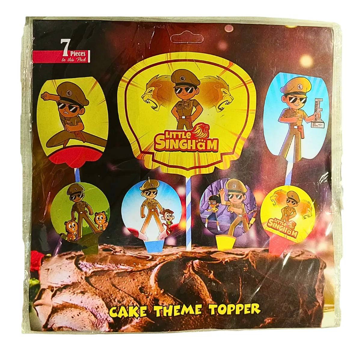 7 pcs Little Singham Themed Signative Paper Cake Topper - thebakingtools.com