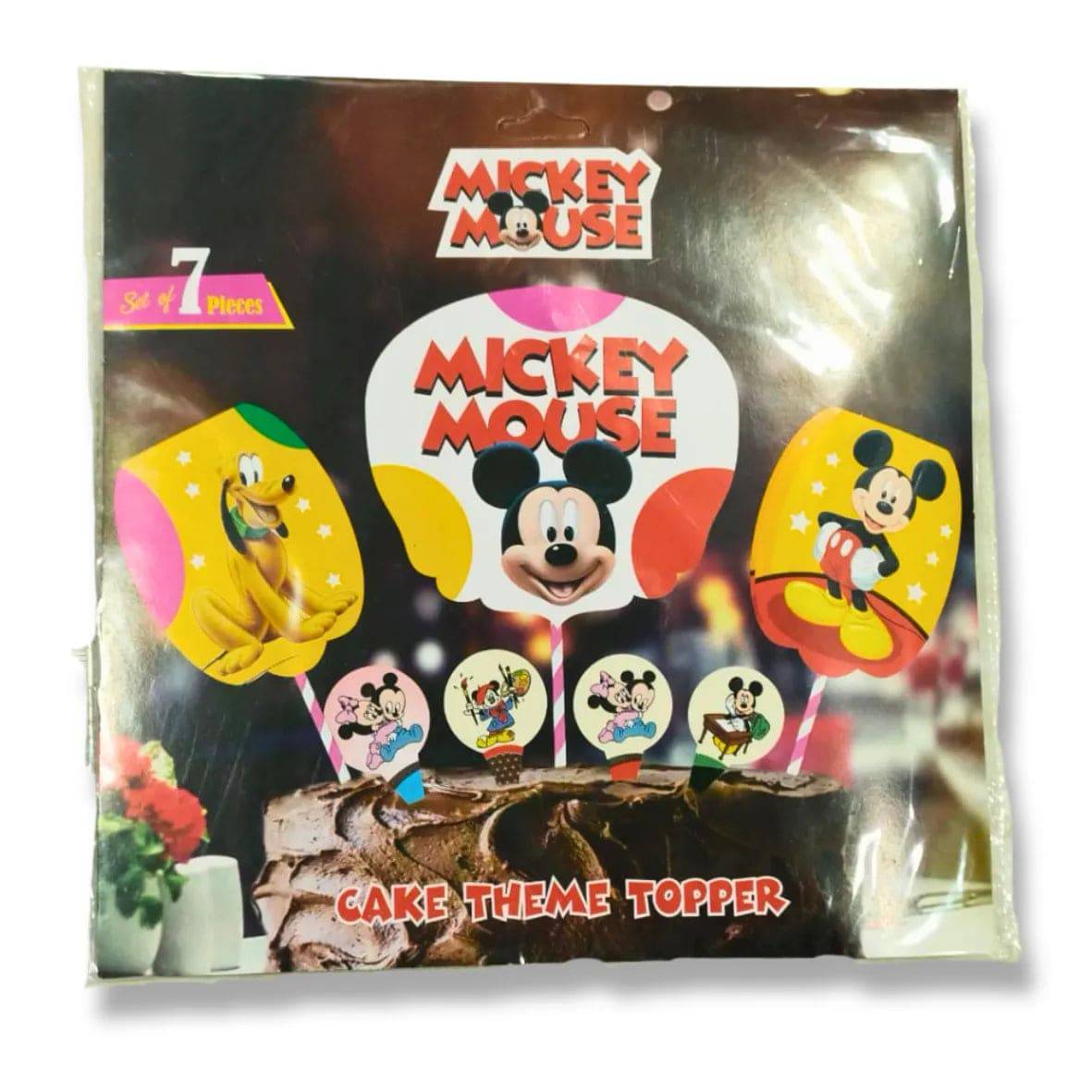 7 pcs Micky Mouse Themed Signative Paper Cake Topper - thebakingtools.com