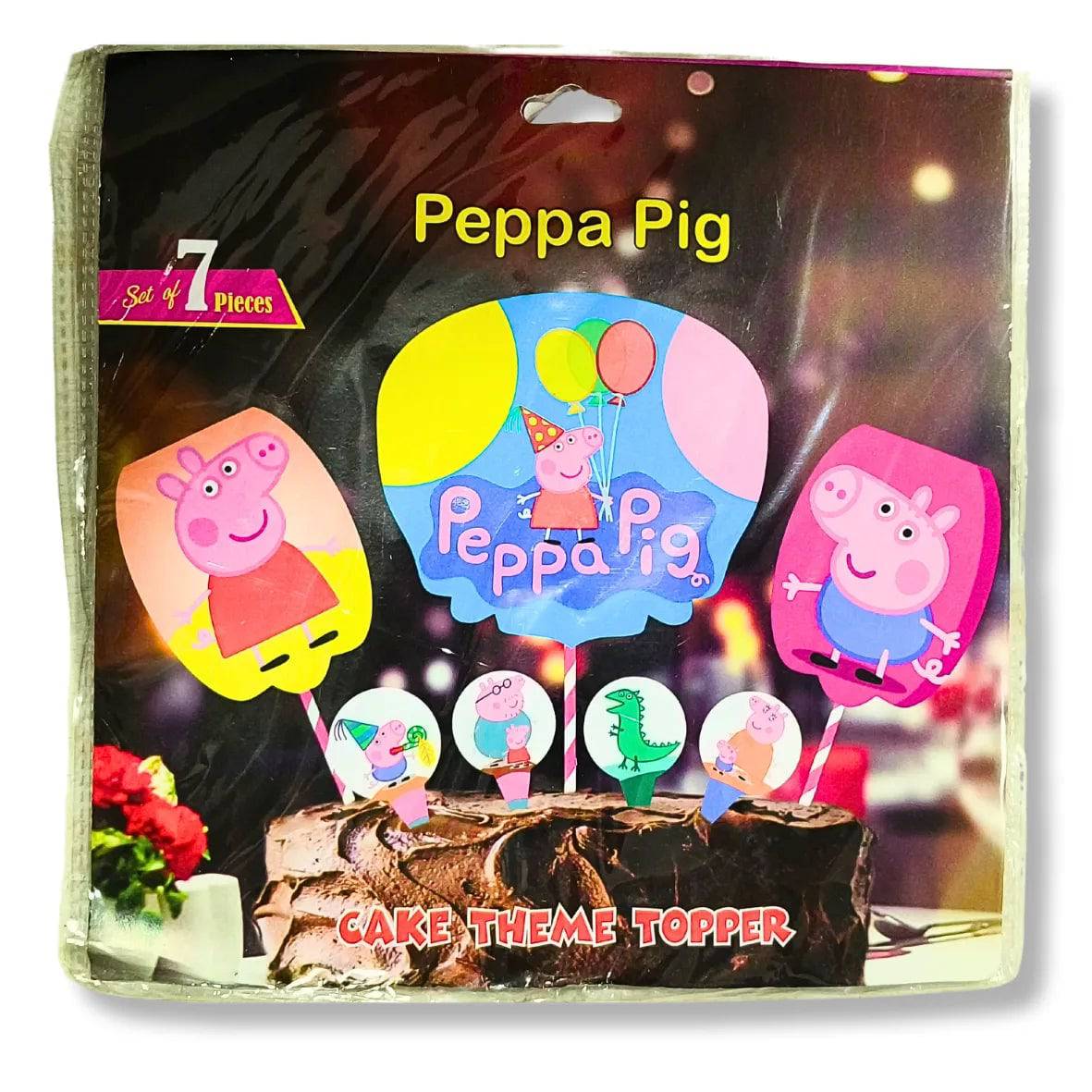 7 pcs Peppa Pig Themed Signative Paper Cake Topper - thebakingtools.com