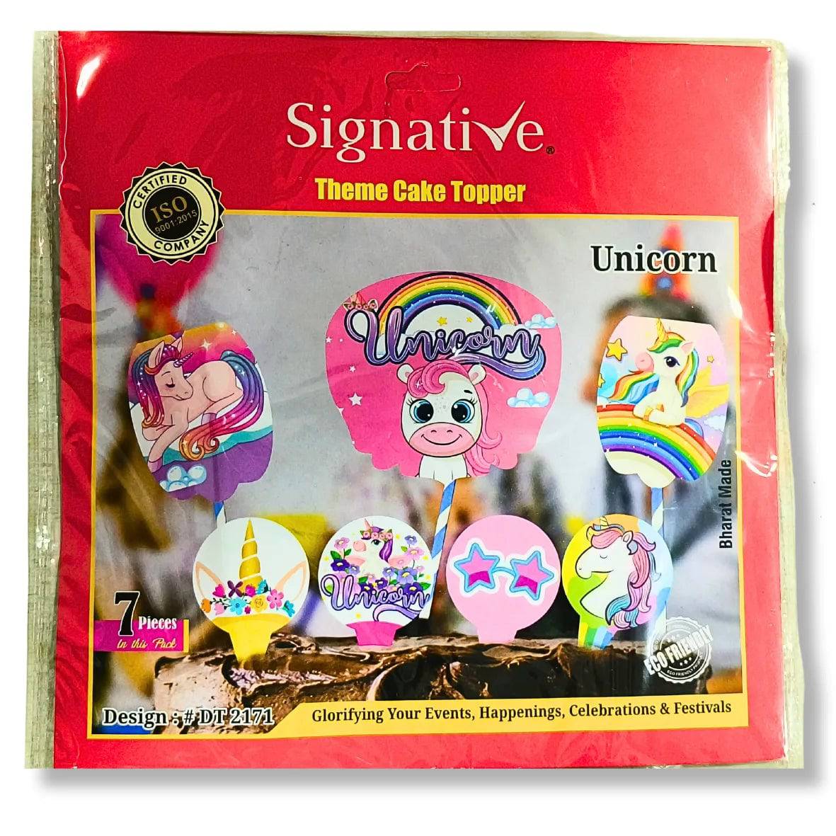 7 pcs Unicorn Themed Signative Paper Cake Topper - thebakingtools.com