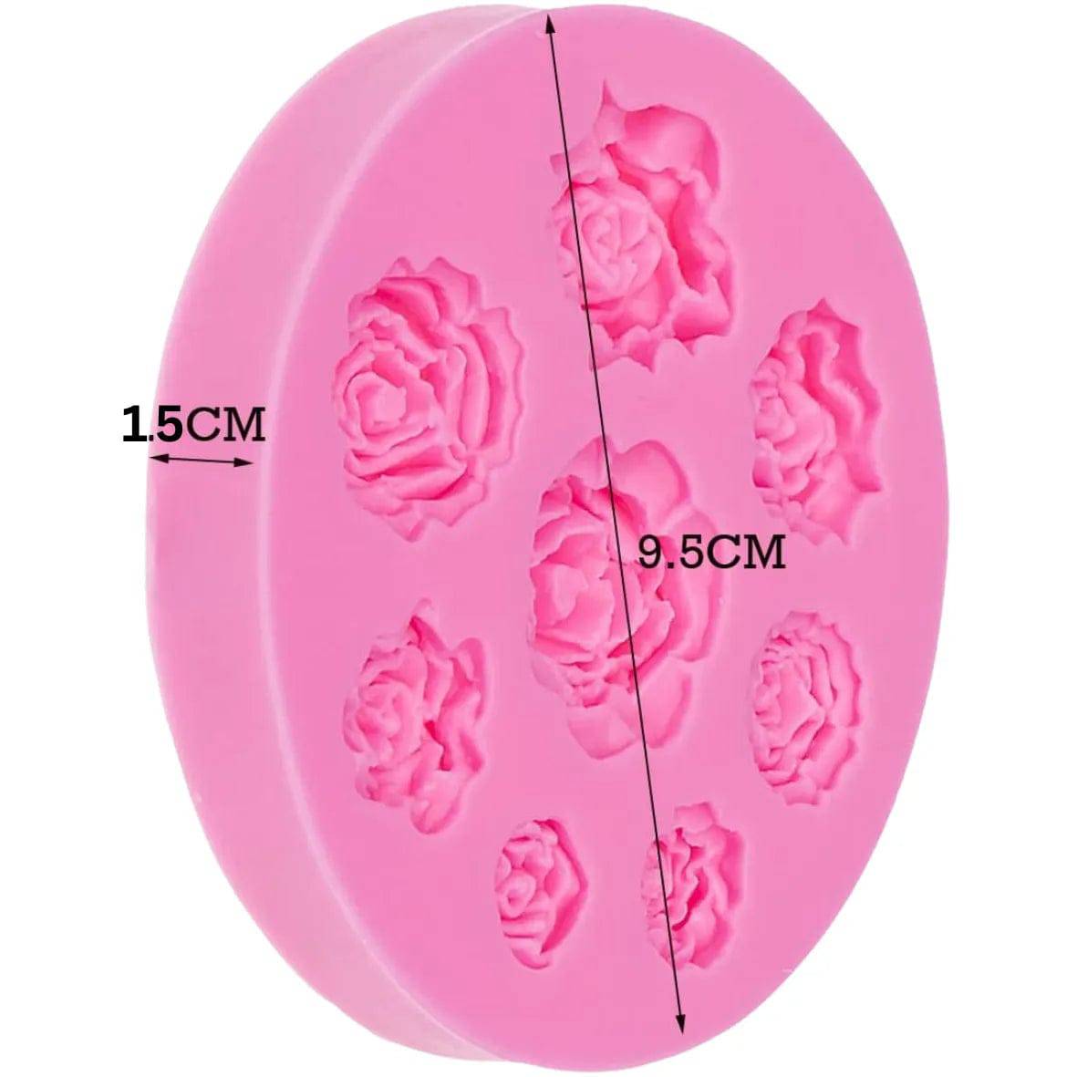 8 Cavity Rose Shape Silicone Fondant Gum Paste Mould - thebakingtools.com