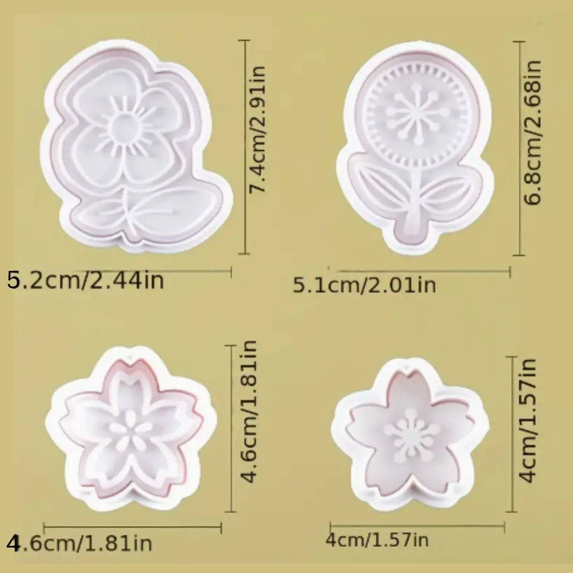 8 PCs Mix Flower Plunger Cutter - thebakingtools.com