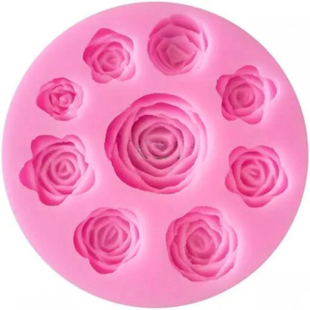 9 Cavity Rose Shape Silicone Fondant Gum Paste Mould - thebakingtools.com