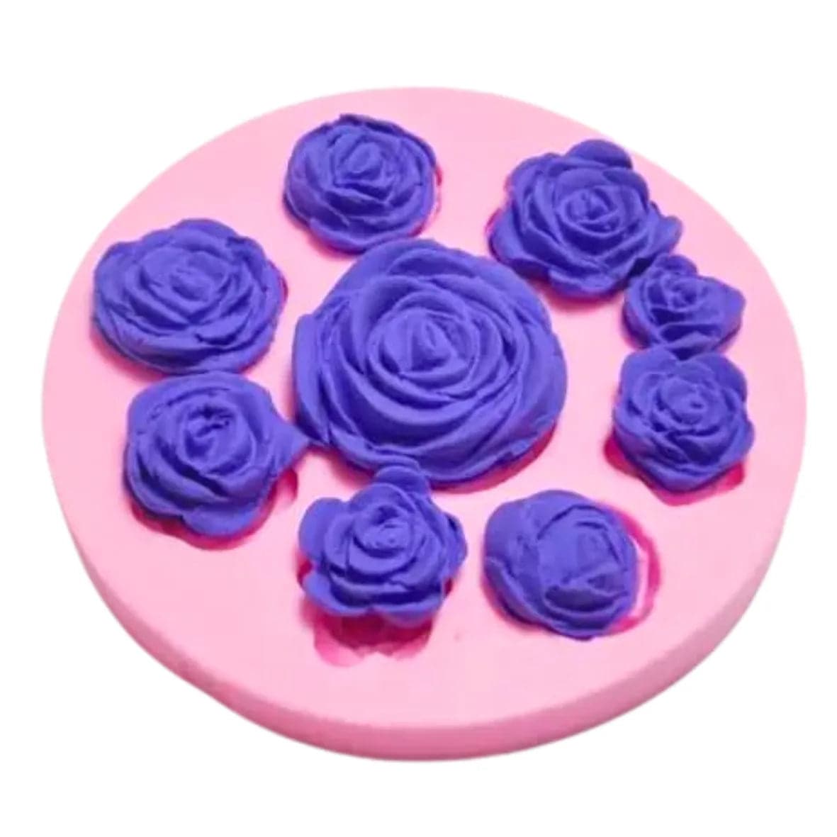 9 Cavity Rose Shape Silicone Fondant Gum Paste Mould - thebakingtools.com