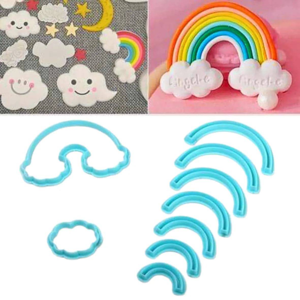 9 PCs Rainbow & Cloud Fondant Cutter Set - thebakingtools.com