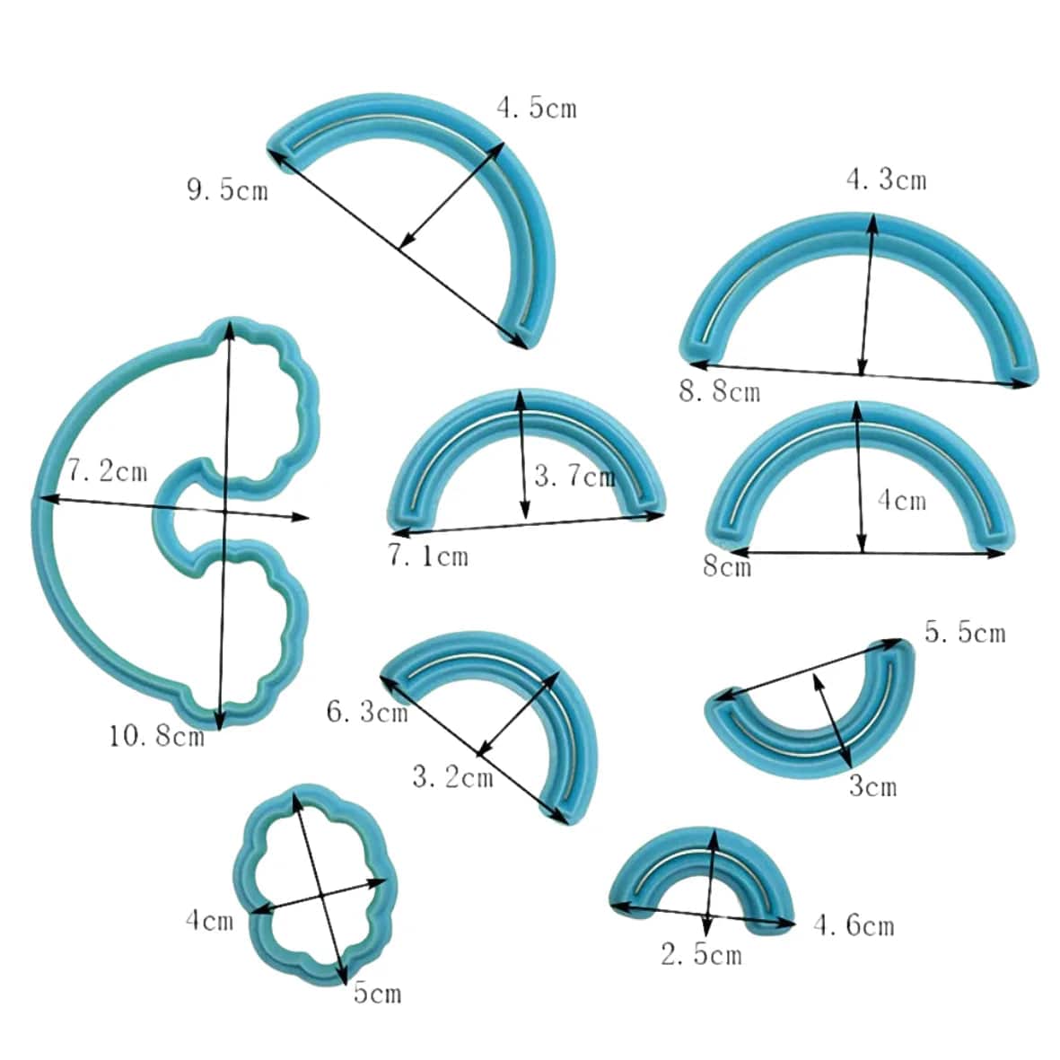 9 PCs Rainbow & Cloud Fondant Cutter Set - thebakingtools.com