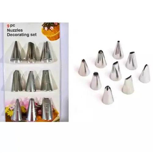 9 Pieces Cake Decorating Nozzle Set - thebakingtools.com