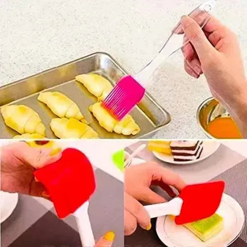 Acrylic Handle Spatula 9Inch And Brush 8.5Inch Set Big - thebakingtools.com