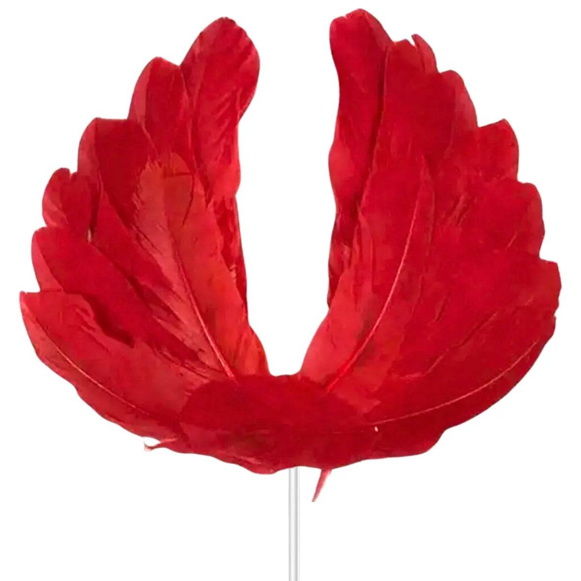 Angel Wings Red Feather Cake Toppers - thebakingtools.com