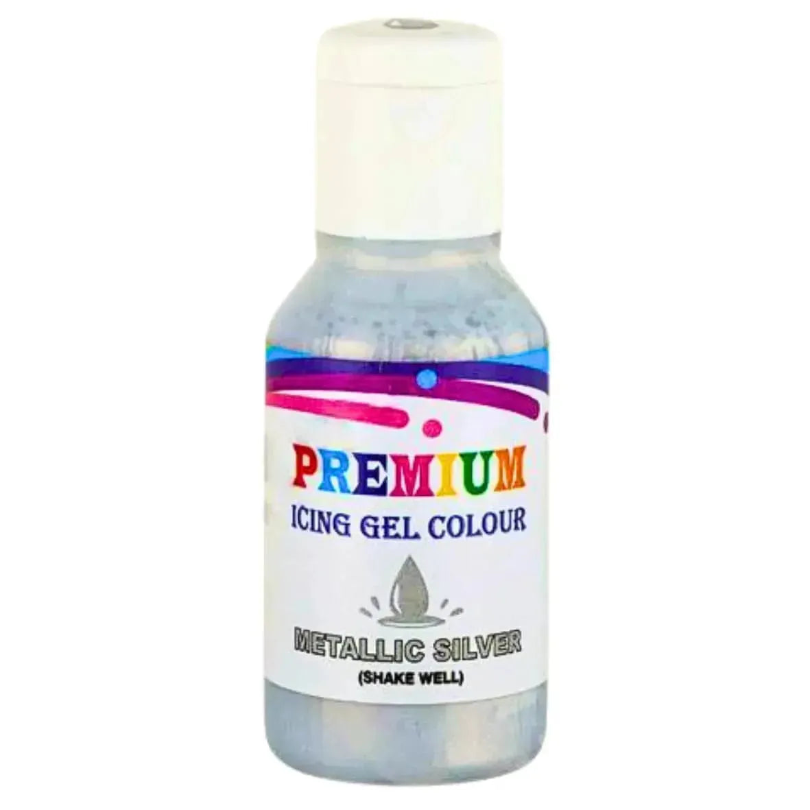 Bakehaven Premium Icing Gel Metallic Silver Colour - 20g - thebakingtools.com