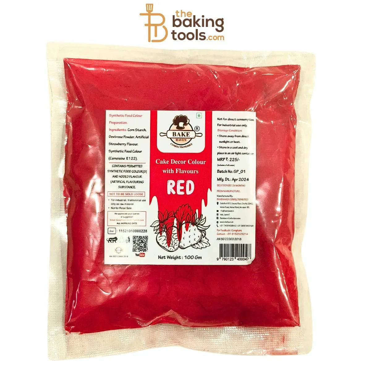 Bakehaven Red Puff Colour Refill - 100g | Red Fusfus Colour Refill - thebakingtools.com