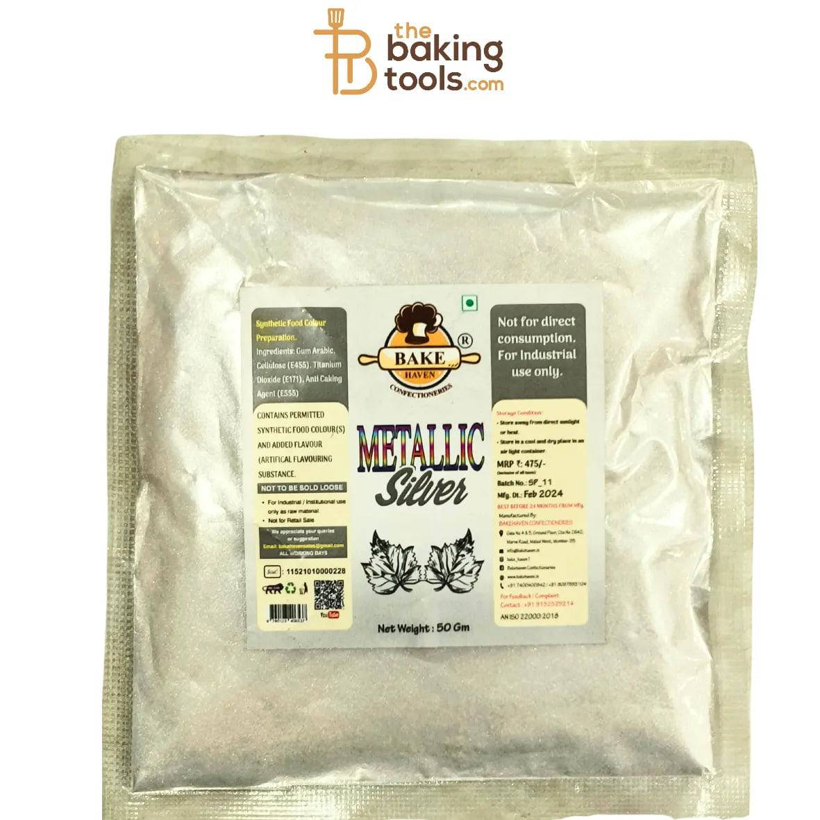 Bakehaven Silver Puff Colour Refill - 50g | Silver Fusfus Colour Refill - thebakingtools.com