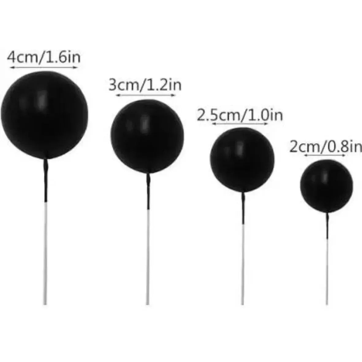 Black Faux Ball Cake Topper - Pack of 20 Pieces - thebakingtools.com