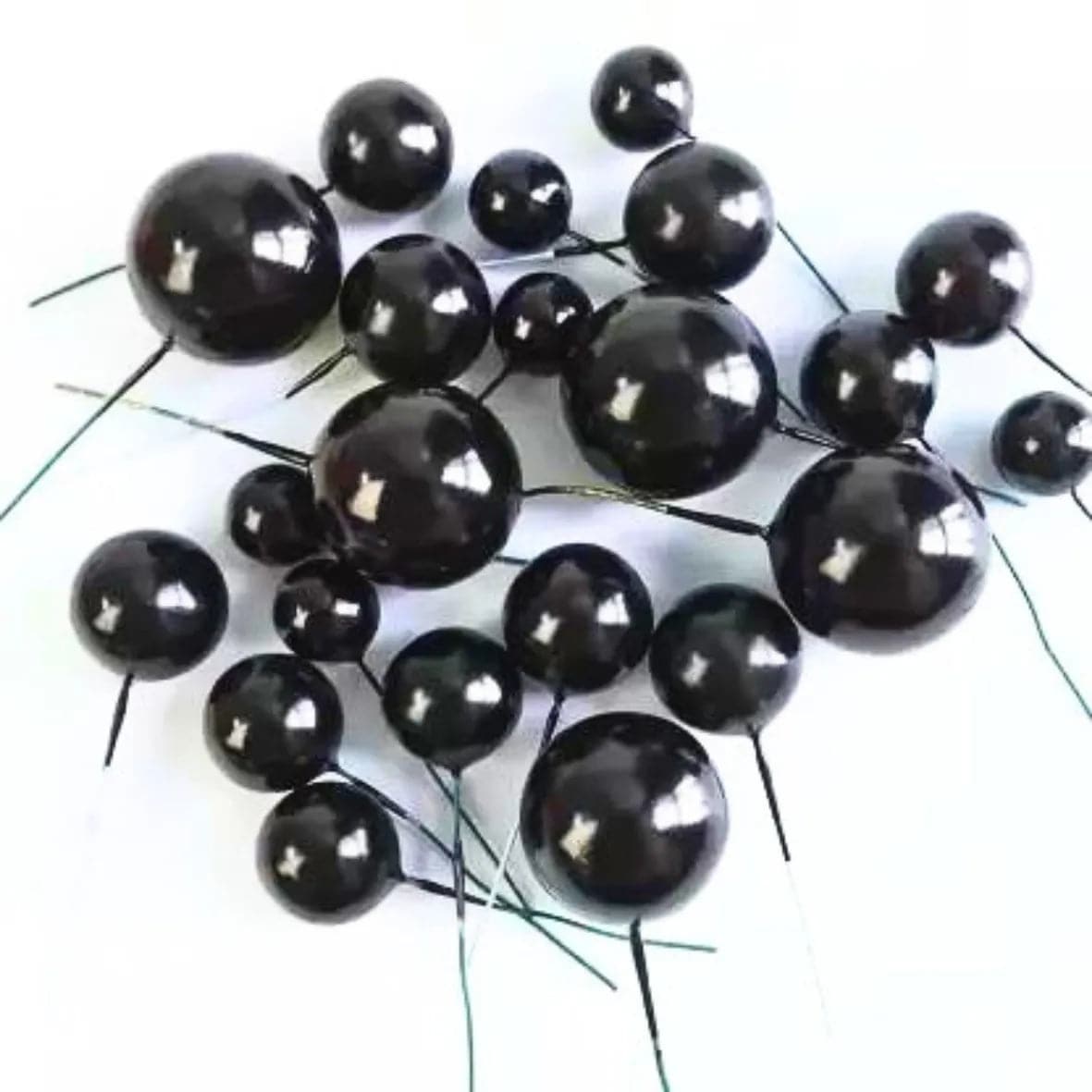 Black Faux Ball Cake Topper - Pack of 20 Pieces - thebakingtools.com