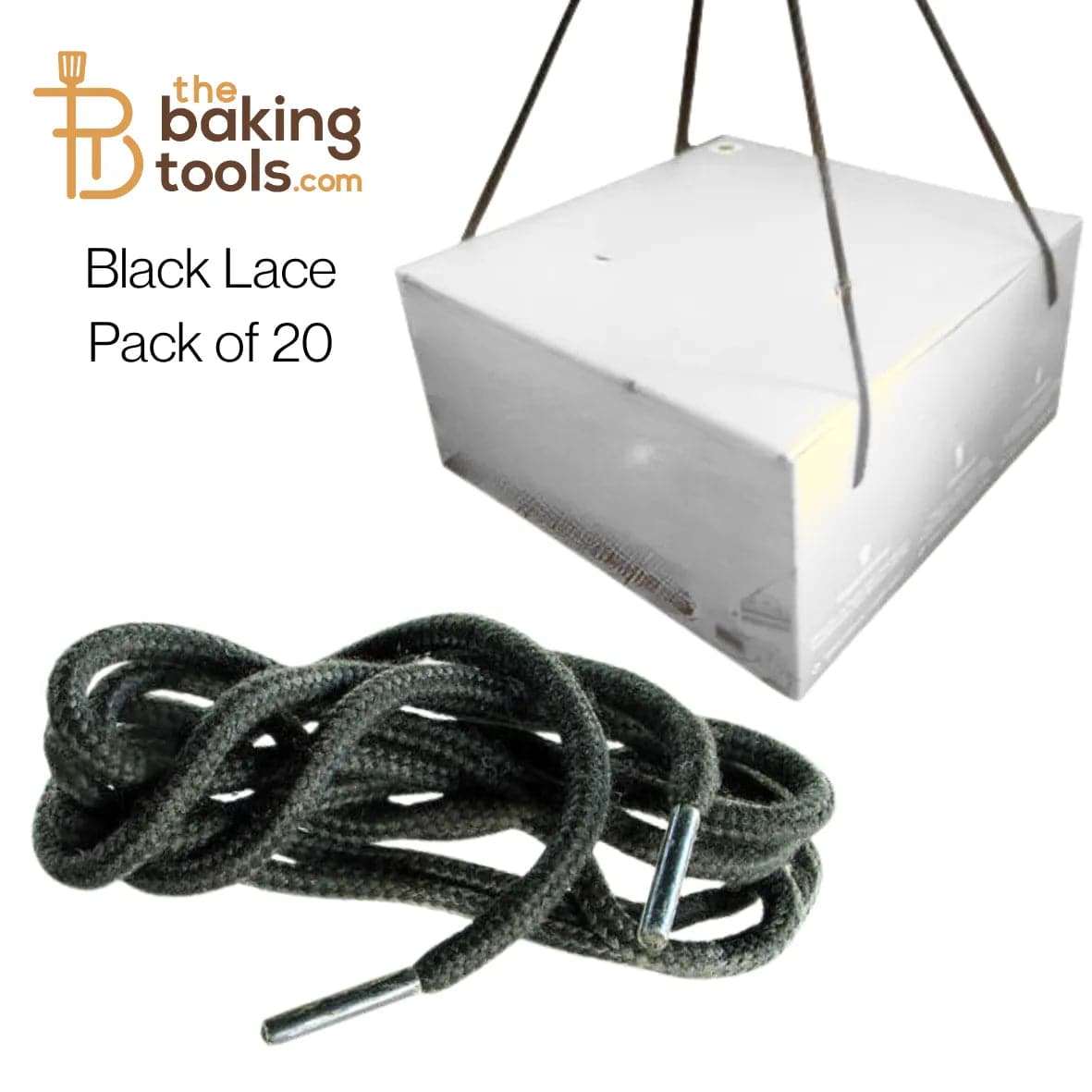 Black Lace Handle For Cake Box (Pack of 20 Pcs) - thebakingtools.com