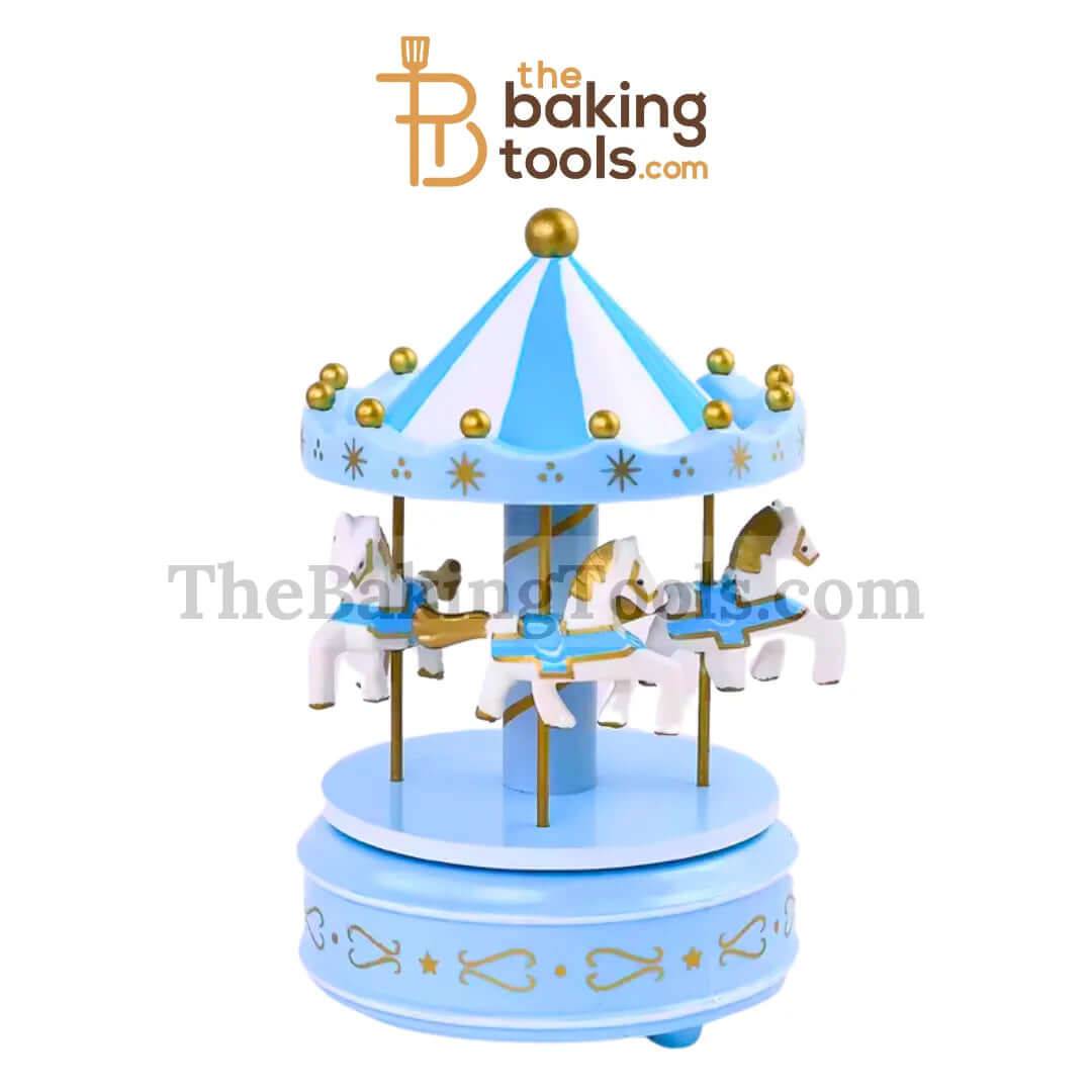 Blue Carousel Music Box Cake Topper - thebakingtools.com