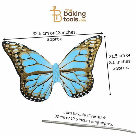 Blue Colour Giant Paper Butterfly Cake Topper 02 - thebakingtools.com