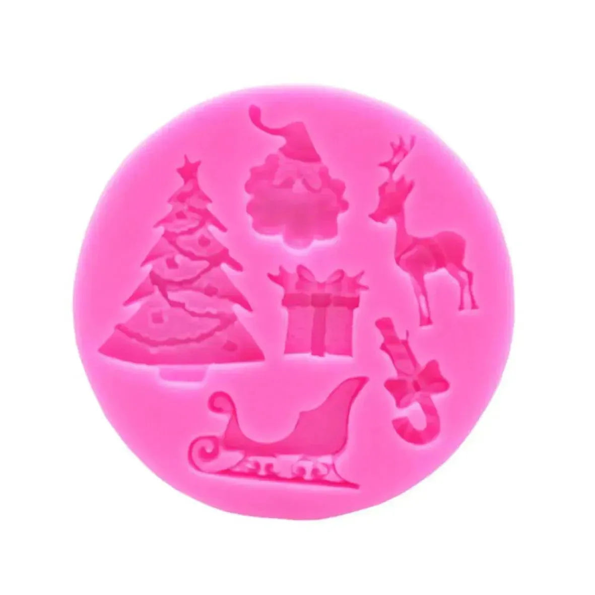 Christmas Tree Santa Claus Gift Box Candy Sleigh Reindeer Christmas Themed 1 Silicone Fondant Gum Paste Mould - thebakingtools.com