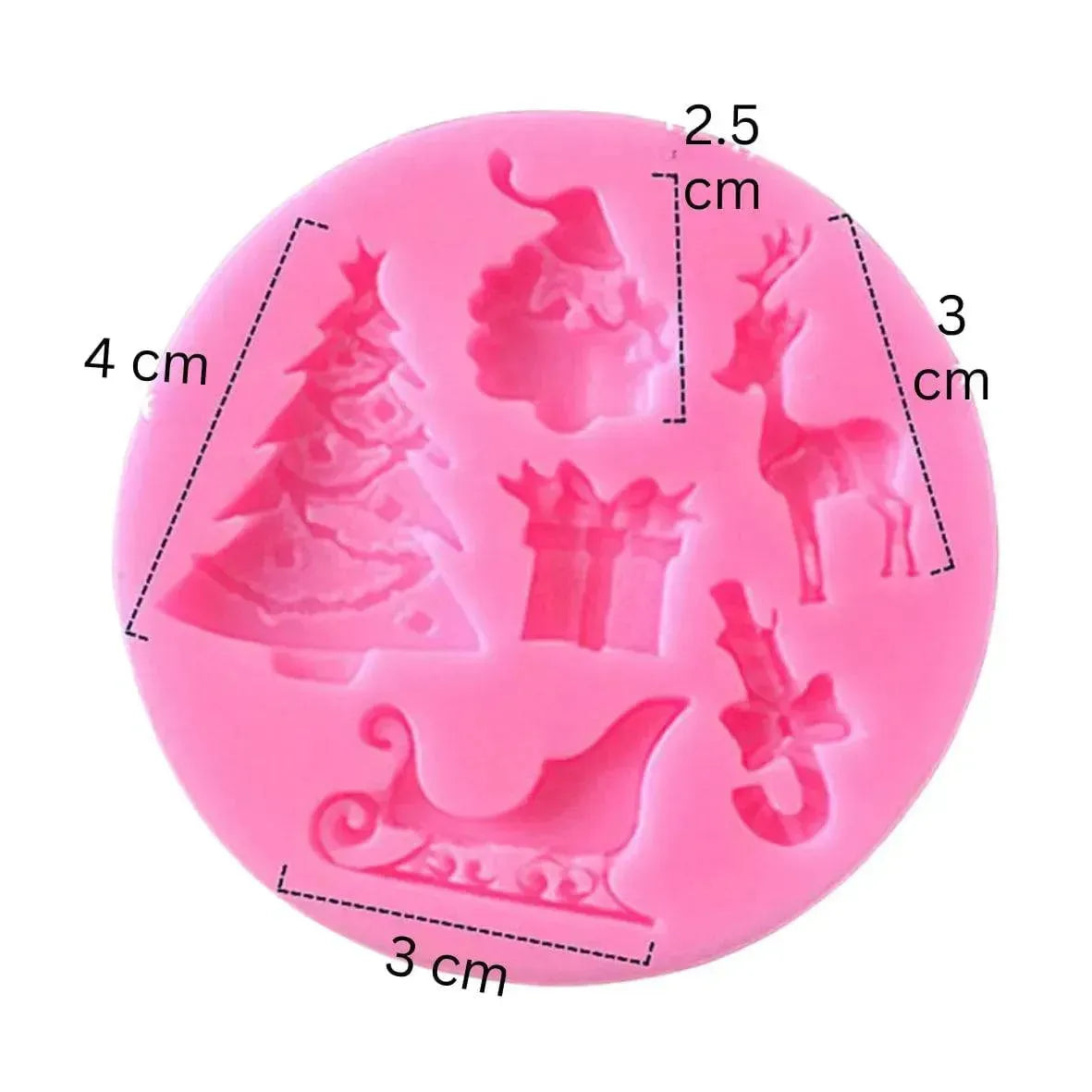 Christmas Tree Santa Claus Gift Box Candy Sleigh Reindeer Christmas Themed 1 Silicone Fondant Gum Paste Mould - thebakingtools.com