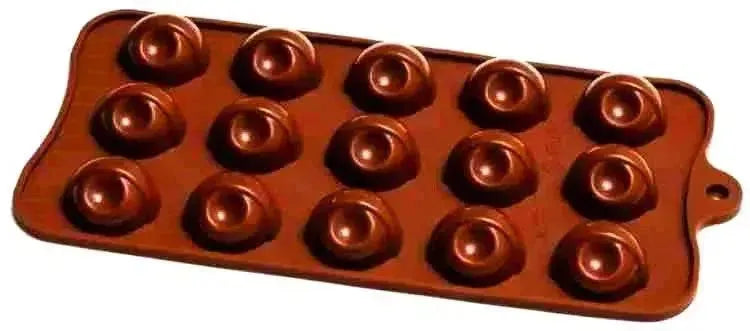 Cookie Shaped Silicon Chocolate Mould-15 Cavity - thebakingtools.com