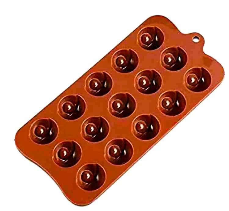 Cookie Shaped Silicon Chocolate Mould-15 Cavity - thebakingtools.com