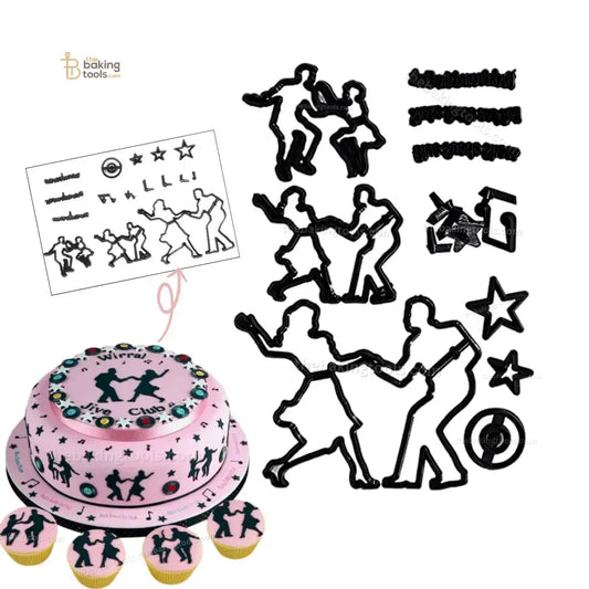 Dance Silhouette Cutter Jive Dancers Fondant Cutter Patchwork Cookie Cutter Set - thebakingtools.com