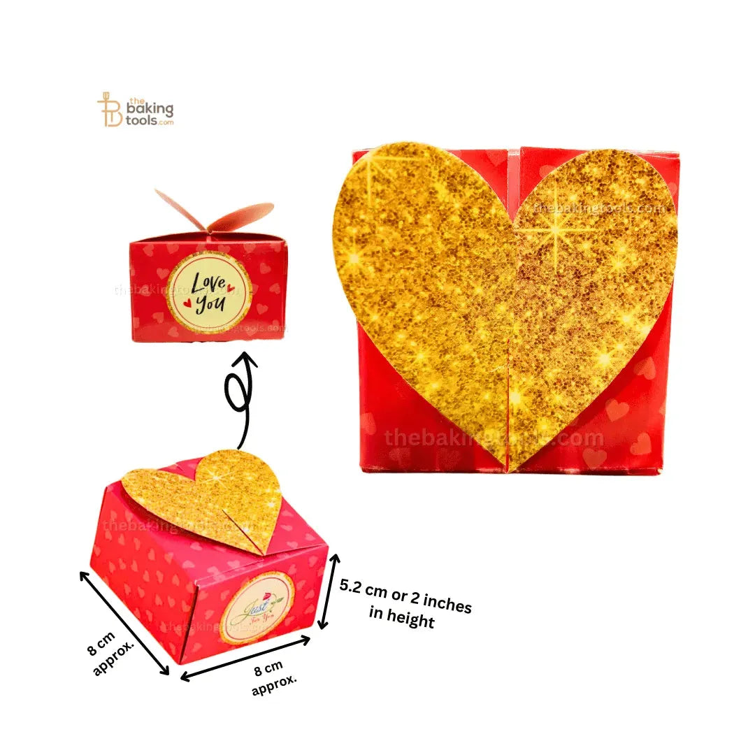 I Love You Golden Heart Red Valentine's Chocolate Box Gift Container (Pack of 10) - thebakingtools.com