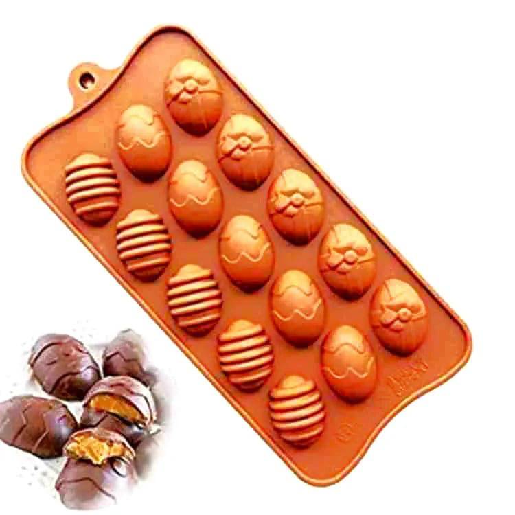 Egg Shape Silicon Chocolate Mould-15 Cavity - thebakingtools.com