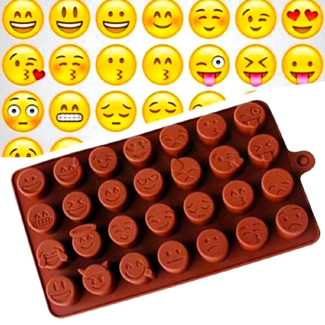 Emoji Shape Silicon Chocolate Mould-28 Cavity - thebakingtools.com