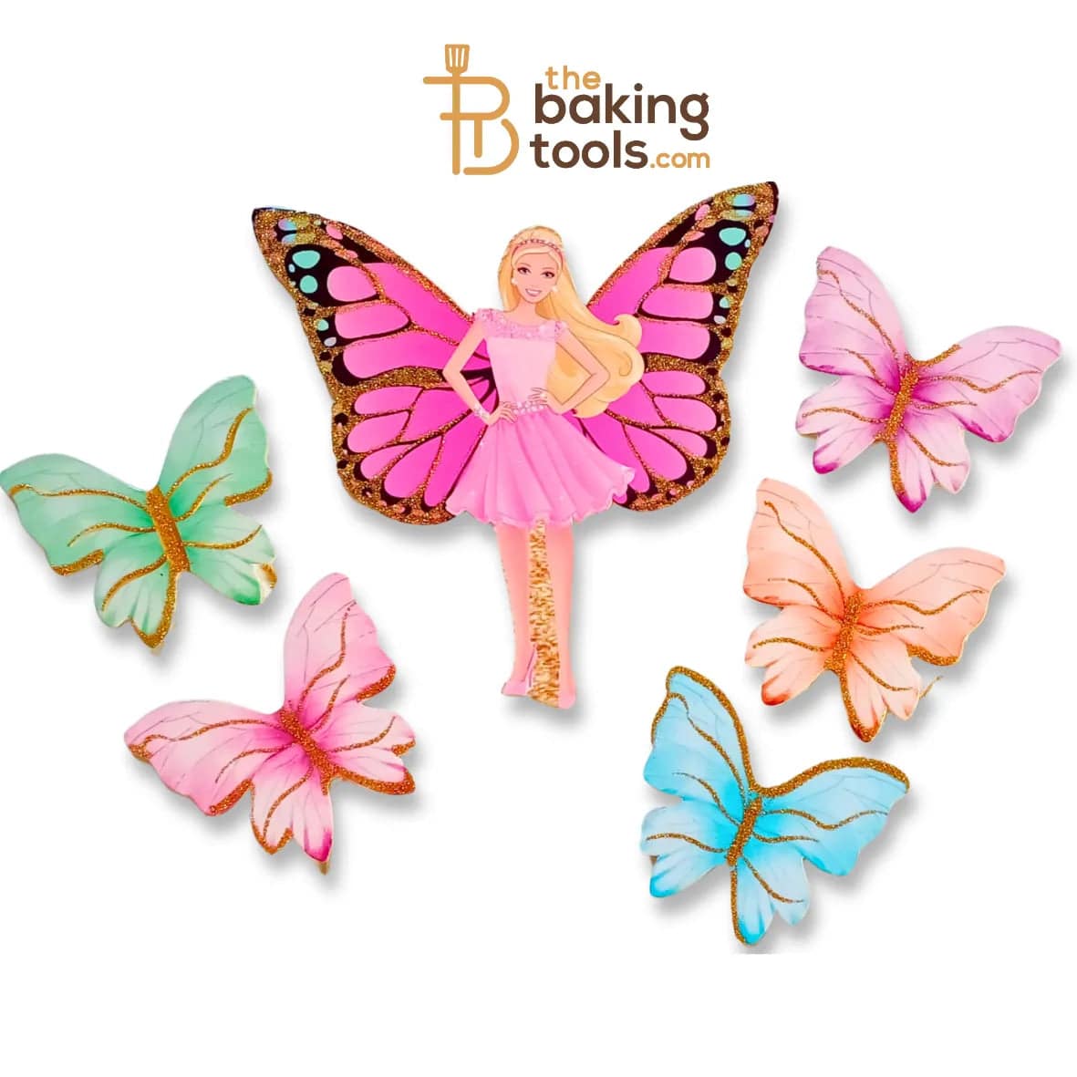 Fairy With Paper Butterflies Cake Topper 001 - thebakingtools.com