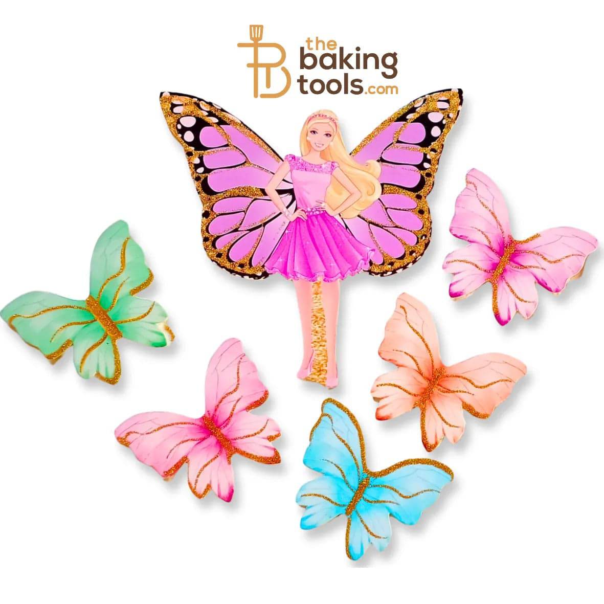 Fairy With Paper Butterflies Cake Topper 002 - thebakingtools.com