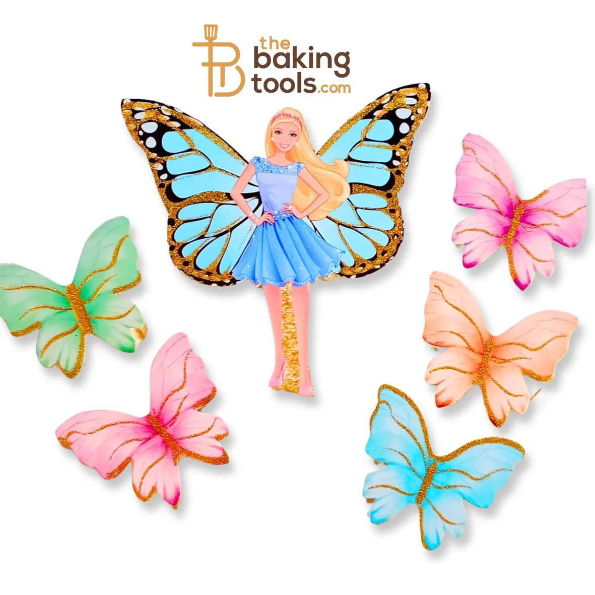 Fairy With Paper Butterflies Cake Topper 003 - thebakingtools.com