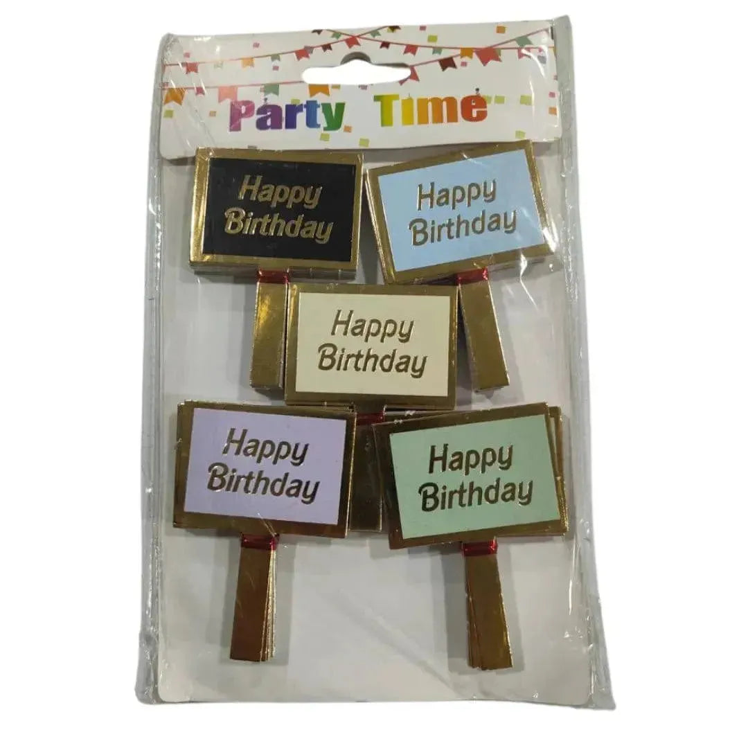 Foil Printed Paper Birthday Tag Cake Topper - 100Pcs Pack - thebakingtools.com