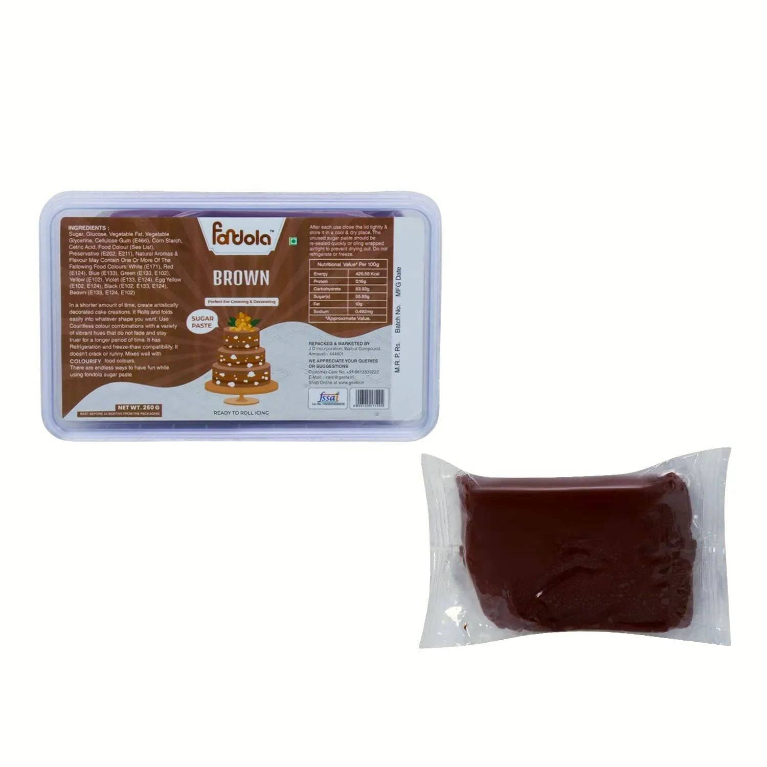 Fondola Brown Sugar Paste Fondant 250gm - thebakingtools.com