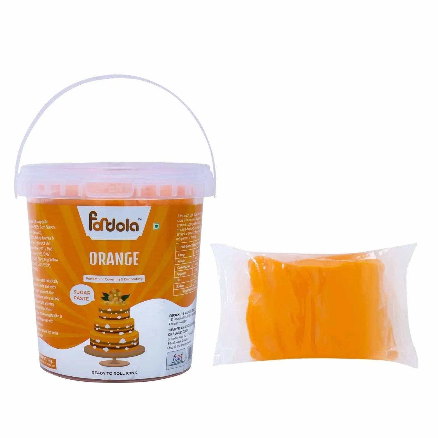 Fondola Orange Sugar Paste Fondant 1kg - thebakingtools.com