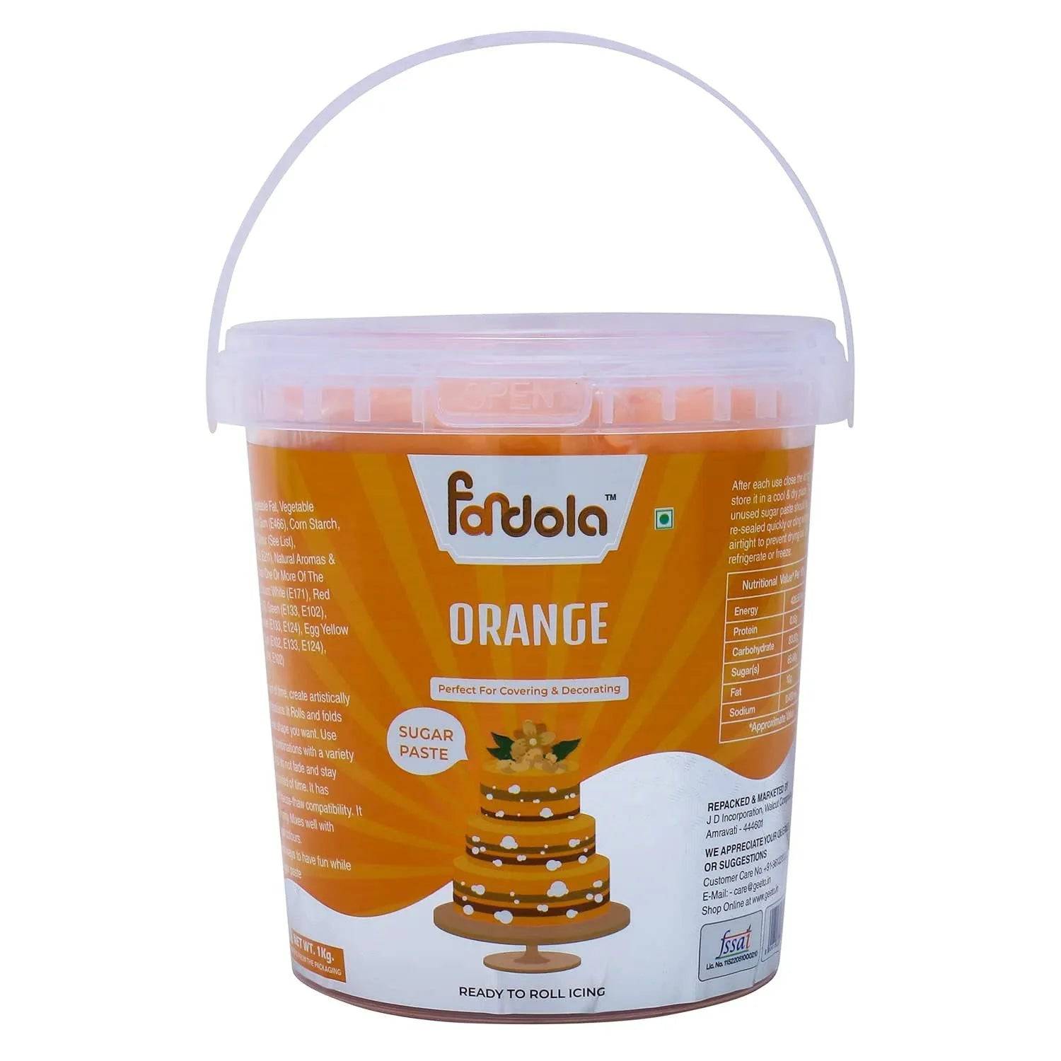 Fondola Orange Sugar Paste Fondant 1kg - thebakingtools.com